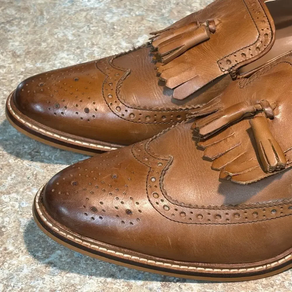 ASOS Men's Fringe Loafer Wing Tip Dress Office Wedding Leather Shoes Size 10